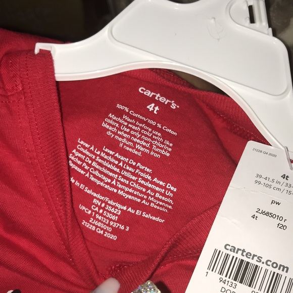 CARTERS 4T Boys Long Sleeve Tee (red) NEW/TAG Paws - Picture 3 of 11